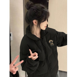 黑色百搭加厚羽絨服女冬季新款13初中學生冬季外套麵包服棉襖15嵗