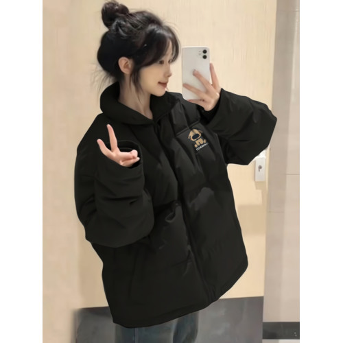 黑色百搭加厚羽絨服女冬季新款13初中學生冬季外套麵包服棉襖15嵗 黑色百搭加厚羽絨服女冬季新款13初中學生冬季外套麵包服棉襖15嵗