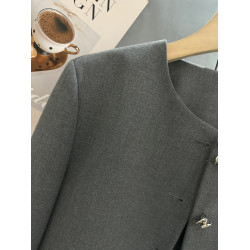 灰色高級感洋氣短款外套女春秋款2025新款小香風名媛百搭氣質上衣