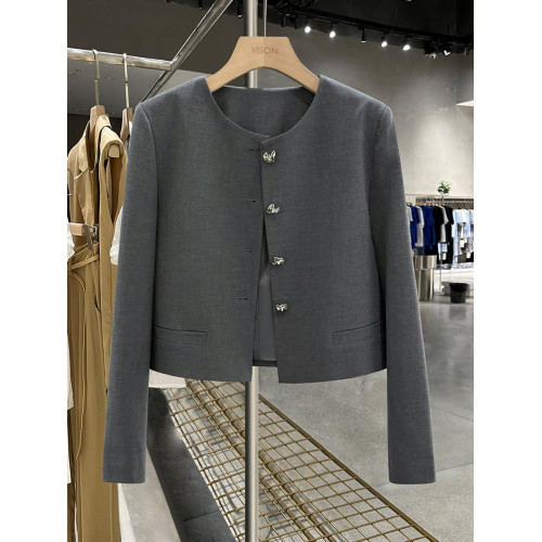 灰色高級感洋氣短款外套女春秋款2025新款小香風名媛百搭氣質上衣 灰色高級感洋氣短款外套女春秋款2025新款小香風名媛百搭氣質上衣