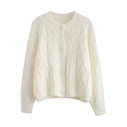 秋冬裝新款寬松圓領純色毛衣外套短款開衫小衆設計感女裝長袖上衣