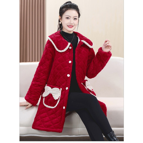 新款棉衣加絨加厚款保暖棉罩衣時尚棉服學生成人女可愛家居服外套