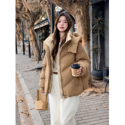 羽絨棉服女2025年新款冬裝小個子麵包服冬季加厚韓系棉衣連帽棉襖
