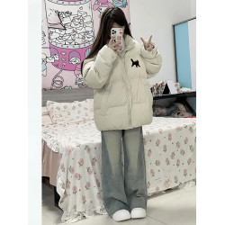 黑色羽絨棉服女大童冬季2025新款初中高中學生加厚麵包服外套棉襖