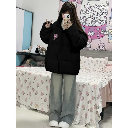 黑色羽絨棉服女大童冬季2025新款初中高中學生加厚麵包服外套棉襖 黑色羽絨棉服女大童冬季2025新款初中高中學生加厚麵包服外套棉襖