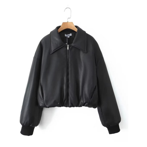 歐美復古麵包棉休閒風皮外套寬松大翻領夾棉機車飛行小衆顯瘦夾克 歐美復古麵包棉休閒風皮外套寬松大翻領夾棉機車飛行小衆顯瘦夾克