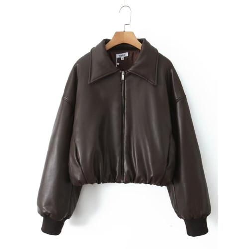 歐美復古麵包棉休閒風皮外套寬松大翻領夾棉機車飛行小衆顯瘦夾克 歐美復古麵包棉休閒風皮外套寬松大翻領夾棉機車飛行小衆顯瘦夾克