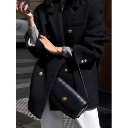 高級感黑色呢子大衣秋冬季2025新款韓版小個子西裝毛呢外套女加厚