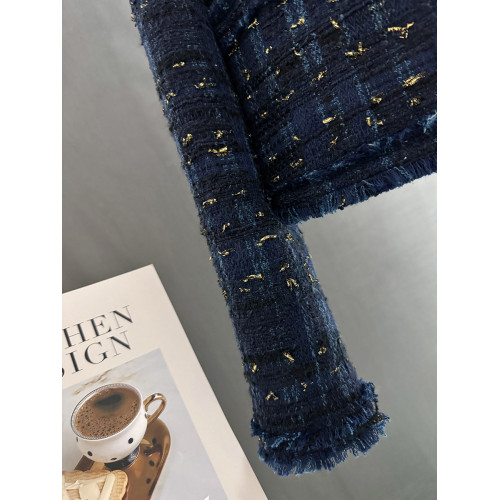 深藍色高級質感小香風短款外套女2025新款秋冬季輕奢精緻潮流上衣 深藍色高級質感小香風短款外套女2025新款秋冬季輕奢精緻潮流上衣