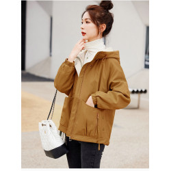 加絨外套女短款2025新款冬季連帽小個子棉衣寬松百搭加厚派克棉服