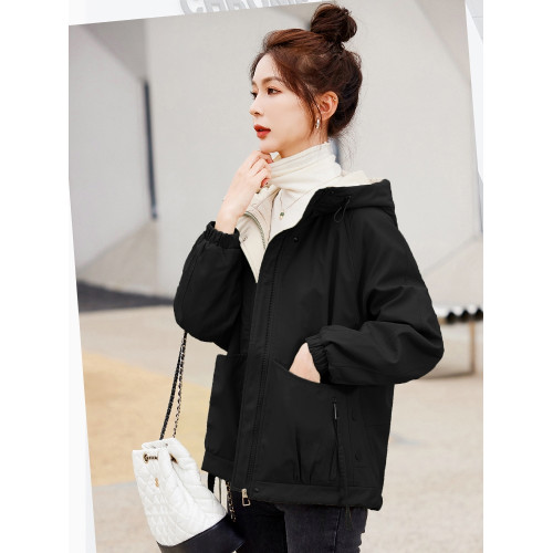 加絨外套女短款2025新款冬季連帽小個子棉衣寬松百搭加厚派克棉服