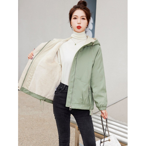 加絨外套女短款2025新款冬季連帽小個子棉衣寬松百搭加厚派克棉服