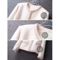 爆款釘珠小香風外套女短款2024春秋款高級感氣質名媛小個子上衣潮