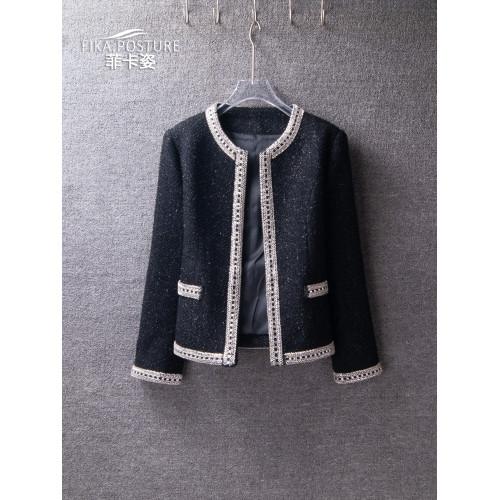 爆款釘珠小香風外套女短款2024春秋款高級感氣質名媛小個子上衣潮