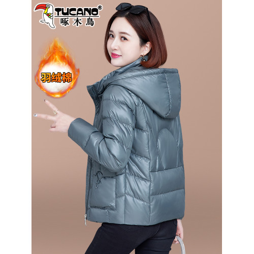 啄木鳥短款棉服女冬季2025年新款洋氣媽媽棉衣加厚女士小棉襖外套