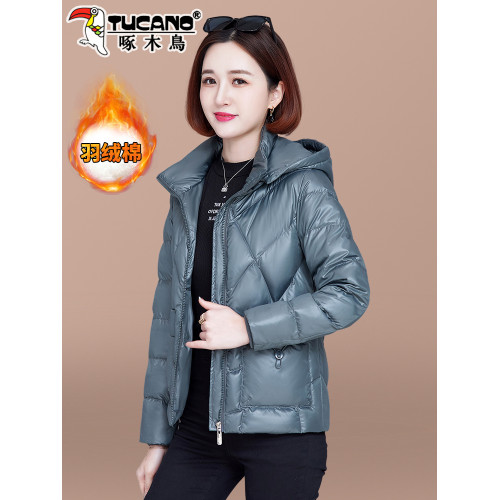 啄木鳥短款棉服女冬季2025年新款洋氣媽媽棉衣加厚女士小棉襖外套