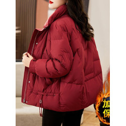今年流行爆款紅色羽絨棉服女款2025新款冬季加厚設計感棉衣外套女