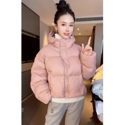 高級感連帽粉色羽絨棉服女冬季加厚保暖麵包服小個子短款棉衣外套 高級感連帽粉色羽絨棉服女冬季加厚保暖麵包服小個子短款棉衣外套
