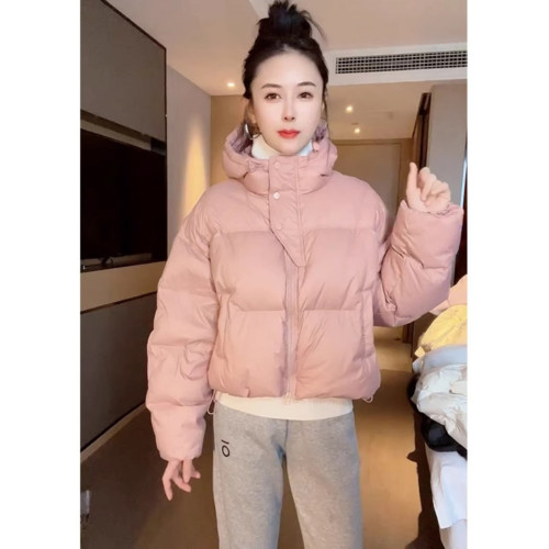 高級感連帽粉色羽絨棉服女冬季加厚保暖麵包服小個子短款棉衣外套 高級感連帽粉色羽絨棉服女冬季加厚保暖麵包服小個子短款棉衣外套