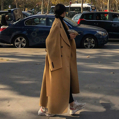 毛呢外套女超長款到腳踝冬季加厚赫本風2023新款秋冬高個子呢大衣