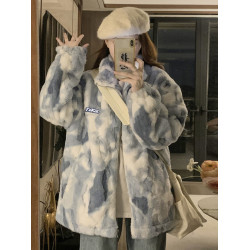 羊羔毛毛絨棉服女秋冬季夾棉2025新款學生大童中長款加絨加厚外套