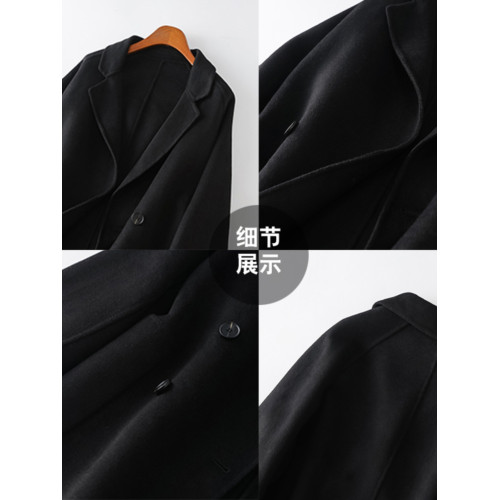 反季雙面羊毛大衣女中長款2025新款西裝領雙排釦寬鬆顯瘦毛呢外套