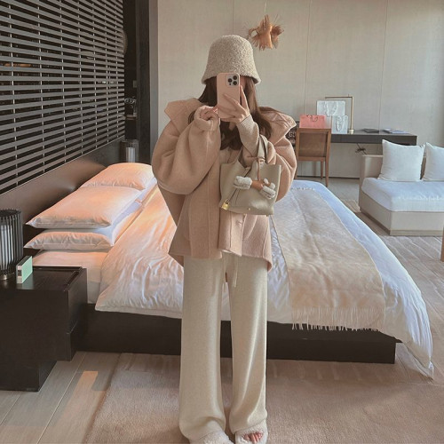 美式復古毛呢大衣女秋冬2025高級感氣質寬松小個子加絨中長款外套 美式復古毛呢大衣女秋冬2025高級感氣質寬松小個子加絨中長款外套