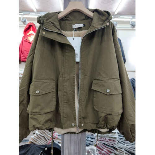 連帽加絨工裝短款棉服女冬季2025新寬松加厚小個子派克服休閒百搭 連帽加絨工裝短款棉服女冬季2025新寬松加厚小個子派克服休閒百搭