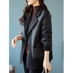 羽絨棉衣女士秋冬季2025年新款假兩件小個子時尚洋氣西裝棉服外套