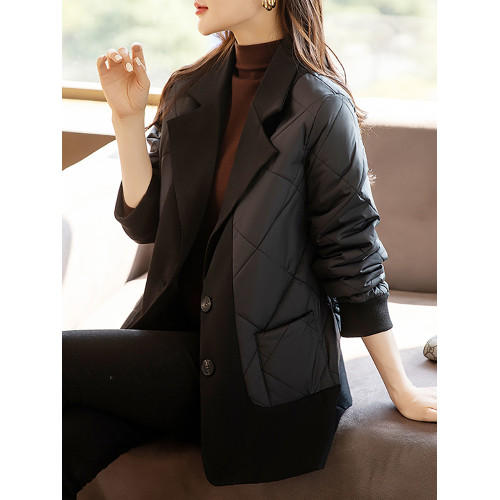 羽絨棉衣女士秋冬季2025年新款假兩件小個子時尚洋氣西裝棉服外套 羽絨棉衣女士秋冬季2025年新款假兩件小個子時尚洋氣西裝棉服外套