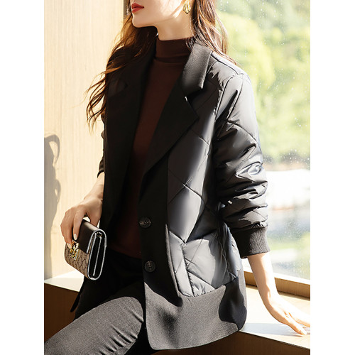 羽絨棉衣女士秋冬季2025年新款假兩件小個子時尚洋氣西裝棉服外套 羽絨棉衣女士秋冬季2025年新款假兩件小個子時尚洋氣西裝棉服外套