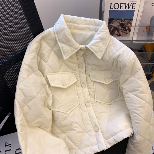 白色小香風菱格羽絨棉服外套女秋季氣質拼接小個子寬松顯瘦短外套 白色小香風菱格羽絨棉服外套女秋季氣質拼接小個子寬松顯瘦短外套