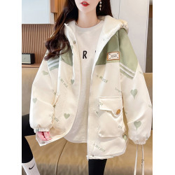 工裝沖鋒衣女春秋冬季加絨加厚外套新款爆款初中高中學生大童風衣