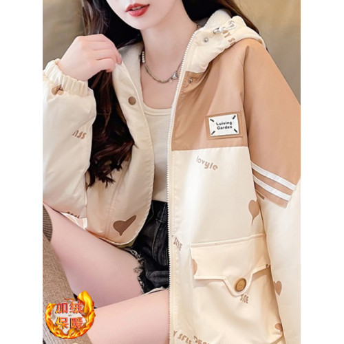 工裝沖鋒衣女春秋冬季加絨加厚外套新款爆款初中高中學生大童風衣 工裝沖鋒衣女春秋冬季加絨加厚外套新款爆款初中高中學生大童風衣