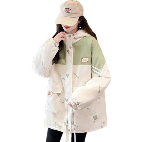 工裝沖鋒衣女春秋冬季加絨加厚外套新款爆款初中高中學生大童風衣 工裝沖鋒衣女春秋冬季加絨加厚外套新款爆款初中高中學生大童風衣