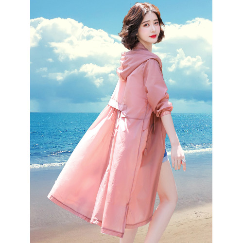 防曬衣風衣外套女夏季中長款2025新款海邊旅遊薄款透氣防曬服罩衫 防曬衣風衣外套女夏季中長款2025新款海邊旅遊薄款透氣防曬服罩衫