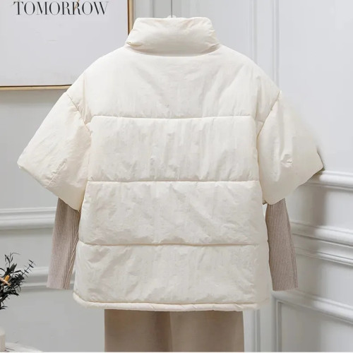 半袖羽絨棉馬甲女秋冬季韓版小香風寬鬆加厚外套胖mm1-300斤大