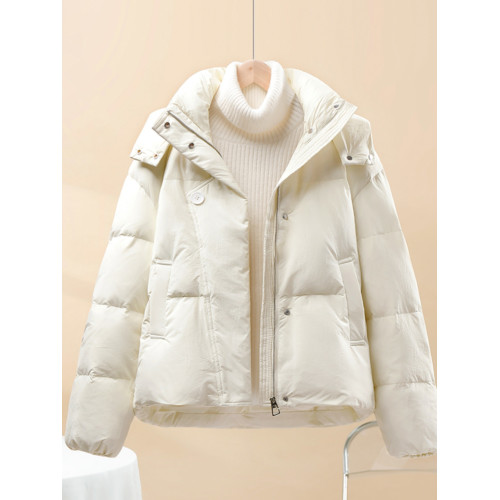 羽絨棉服女士2025新款冬季時尚氣質減齡純色設計感保暖麵包短外套 羽絨棉服女士2025新款冬季時尚氣質減齡純色設計感保暖麵包短外套