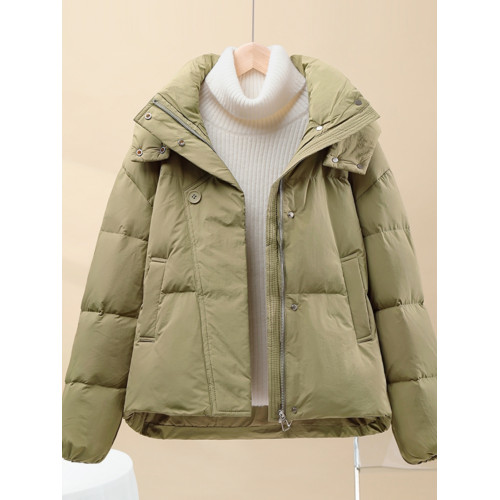 羽絨棉服女士2025新款冬季時尚氣質減齡純色設計感保暖麵包短外套 羽絨棉服女士2025新款冬季時尚氣質減齡純色設計感保暖麵包短外套