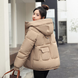 2024年反季冬裝羽絨棉服女短款小個子學生連帽棉衣外套韓版寬松潮