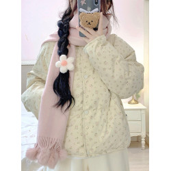 超好看羽絨棉服女2025冬季新款韓系奶呼呼碎花棉襖小個子棉衣外套