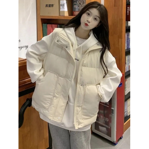 羽絨服馬甲女款2025秋冬新款韓版寬松棉坎肩立領純色棉服背心外套 羽絨服馬甲女款2025秋冬新款韓版寬松棉坎肩立領純色棉服背心外套