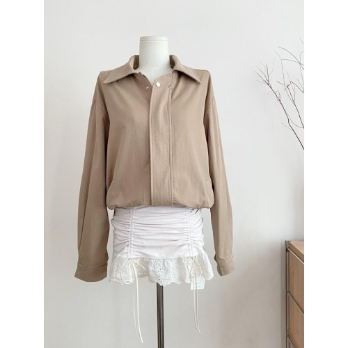 許我耀眼趙露思許妍同款美式寬松休閒工裝上衣卡其色夾克外套女秋 許我耀眼趙露思許妍同款美式寬松休閒工裝上衣卡其色夾克外套女秋