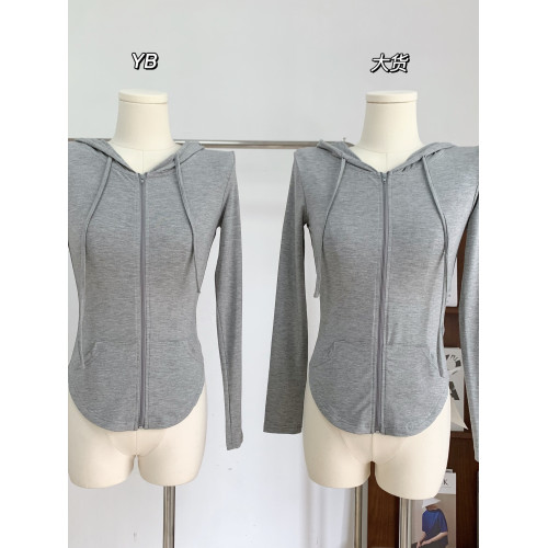 POPW 莫代爾連帽長袖T恤短外套女新款修身顯瘦弧形下擺防曬開衫 POPW 莫代爾連帽長袖T恤短外套女新款修身顯瘦弧形下擺防曬開衫