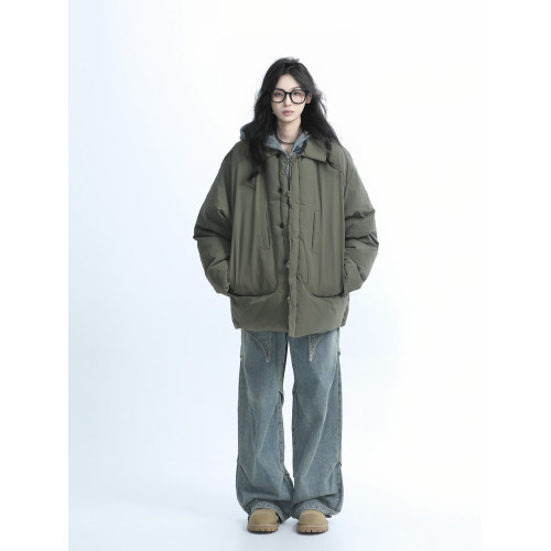 【坐吃山空】國潮牌復古多口袋工裝棉服女設計感小衆冬季加厚外套