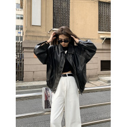 皮衣外套女高級感2025秋冬新款棕色美式復古酷颯風短款夾克小個子