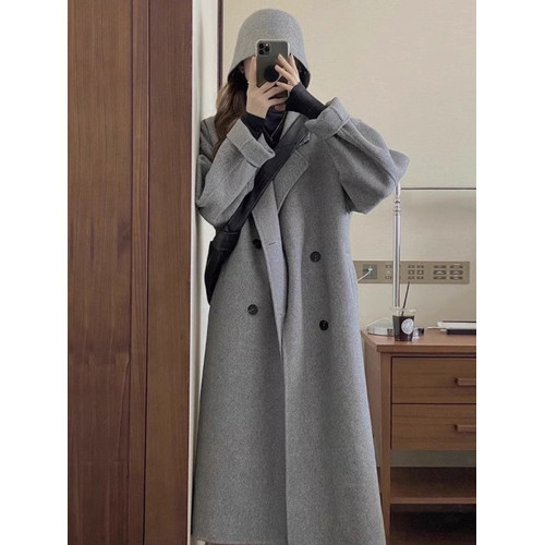 灰色呢子大衣女秋冬季2025新款韓版赫本風氣質毛呢外套中長款加厚 灰色呢子大衣女秋冬季2025新款韓版赫本風氣質毛呢外套中長款加厚