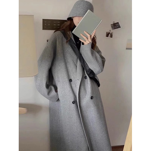 灰色呢子大衣女秋冬季2025新款韓版赫本風氣質毛呢外套中長款加厚 灰色呢子大衣女秋冬季2025新款韓版赫本風氣質毛呢外套中長款加厚