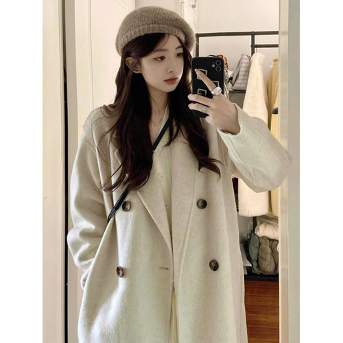 灰色呢子大衣女秋冬季2025新款韓版赫本風氣質毛呢外套中長款加厚 灰色呢子大衣女秋冬季2025新款韓版赫本風氣質毛呢外套中長款加厚