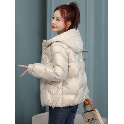 羽絨棉服女2025冬季新款亮面免洗韓版棉衣女短款寬松連帽加厚外套